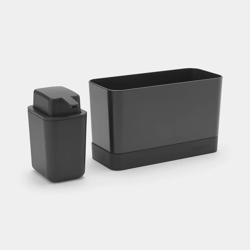 Brabantia 302602 Set organizer per lavello con dispenser sapone 200 ml Grigio scuro