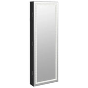 Armadio Portagioie a Specchio con Luci LED a Parete Nero CFW5378665