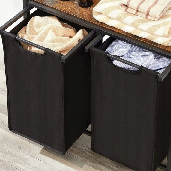 Cesto per la Biancheria Nero 73x33x72 cm Pratico e Funzionale