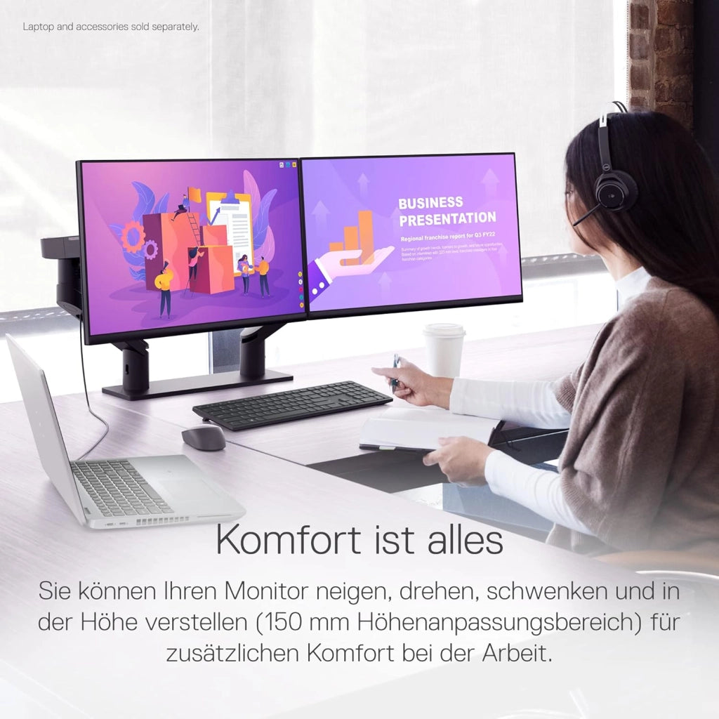P2422H 24" Full HD (1920x1080) Monitor, 60Hz, IPS, 5ms, 99% sRGB, DisplayPort, HDMI, VGA, 5x USB, 3 Anni di Garanzia, Nero
