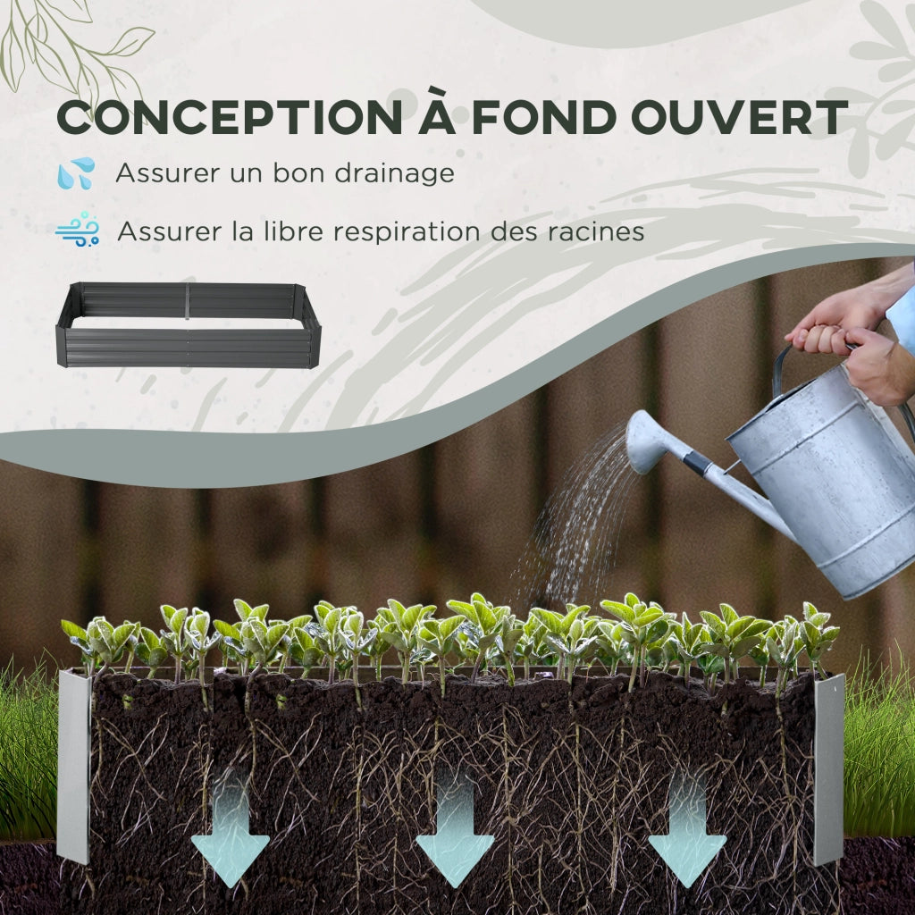 Carr¨¦ potager giardino rettangolare in metallo con tuteurs ¨C zephmum ¨C 180x90x29.5 cm