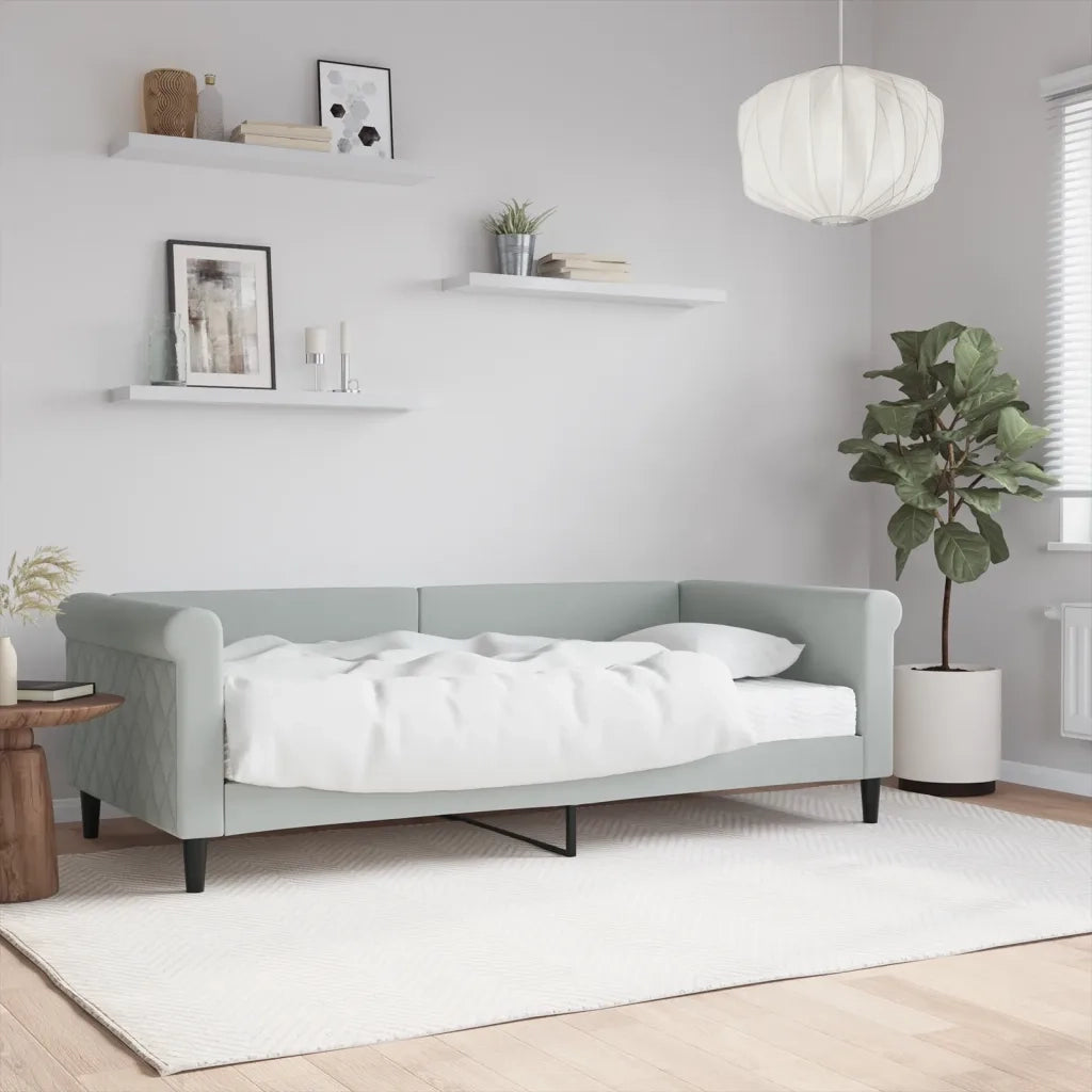 Divano Letto con Materasso Grigio Chiaro 90x190 cm in Vellutocod mxl 101390
