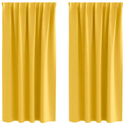 Tende Oscuranti | Tende Blackout con Anelli 2 pz Giallo senape 175 x 140 cm