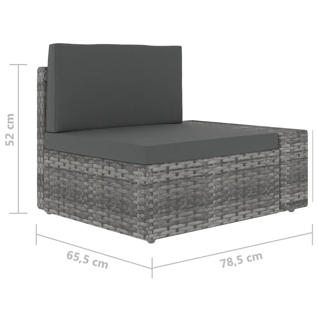 Set Divani da Giardino 5 pz con Cuscini in Polyrattan Grigio 3067180
