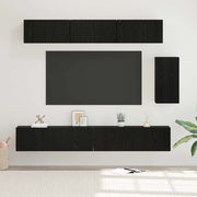 Set mobile TV con cassetto 6 pz-Credenza per TV Rovere Nero Legno multistrato