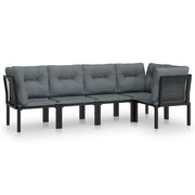 Set Salotto da Giardino 5 pz | Set di Mobili da Esterno Nero e Grigio in Polyrattan