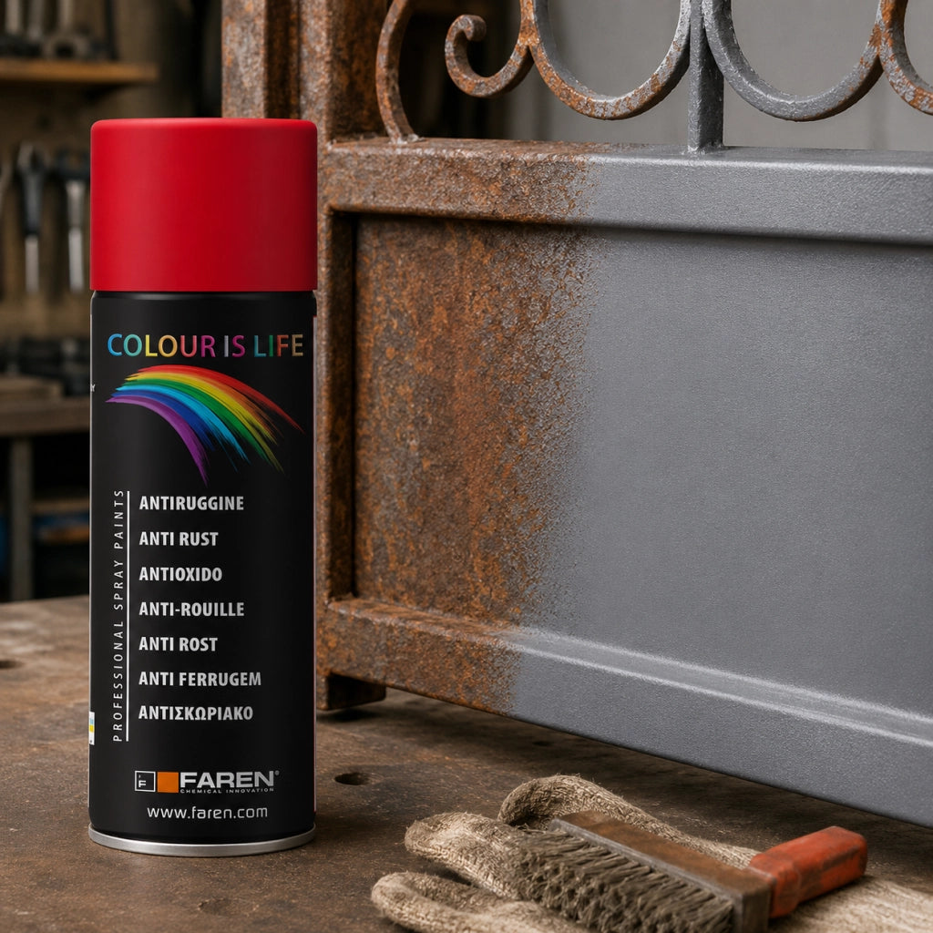 Faren vernice spray acrilica antiruggine grigio opaco 400 ml fondo protettivo