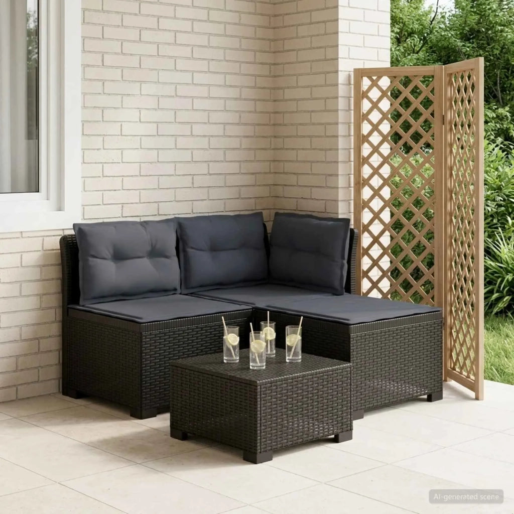 Divano da giardino 3 posti con cuscini in look rattan PP 8011907