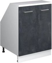 Mobile sottotetto Rion, Calcestruzzo nero, 60 x 81.6 cm con 2 porte, carcassa 60 cm profondità, adatto per il salvaspazio sotto tetti spioventi