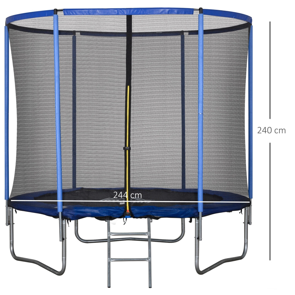 EasyComfort Trampolino Elastico da Esterno, Tappeto Elastico per Adulti da Giardino con Rete di Sicurezza e Bordo Imbottito, Giochi da Giardino e Casa, Ø244x240cm, Blu e Nero