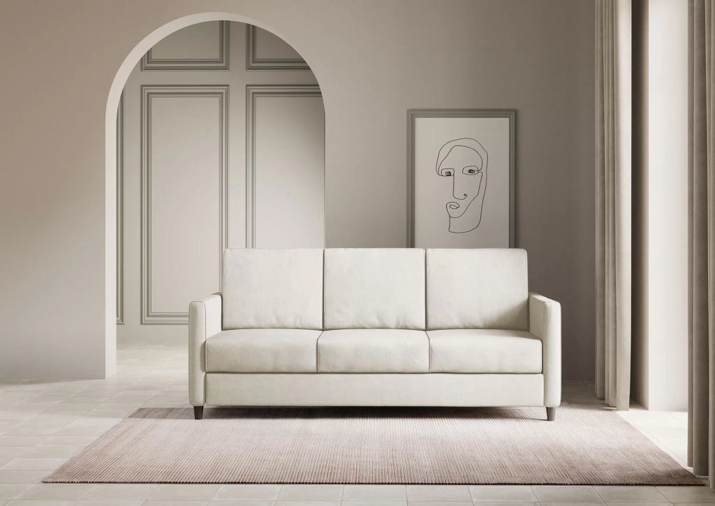 Divano karay 3 posti (tre sedute da 60cm) misure esterne l.198cm | latte - Mobili 2G