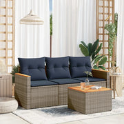 Set Divani da Giardino 4 pz con Cuscini Grigio in Polyrattan 3225767