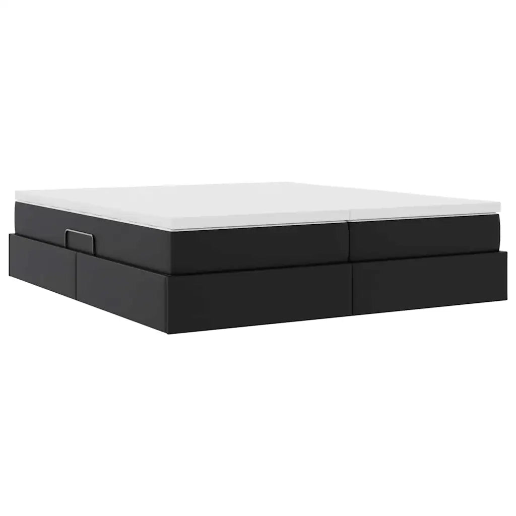 Letto con contenitore e materasso Nero 200 x 200 cm