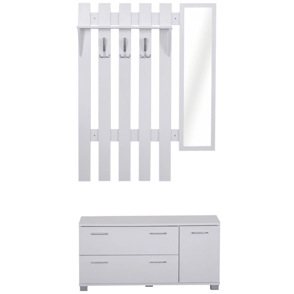 Appendiabiti con Specchio e Scarpiera ¨C Zephmum ¨C Bianco 80x30x180