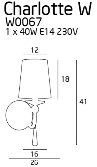 Applique glamour CHARLOTTE cromo paralume bianco E14 Maxlight