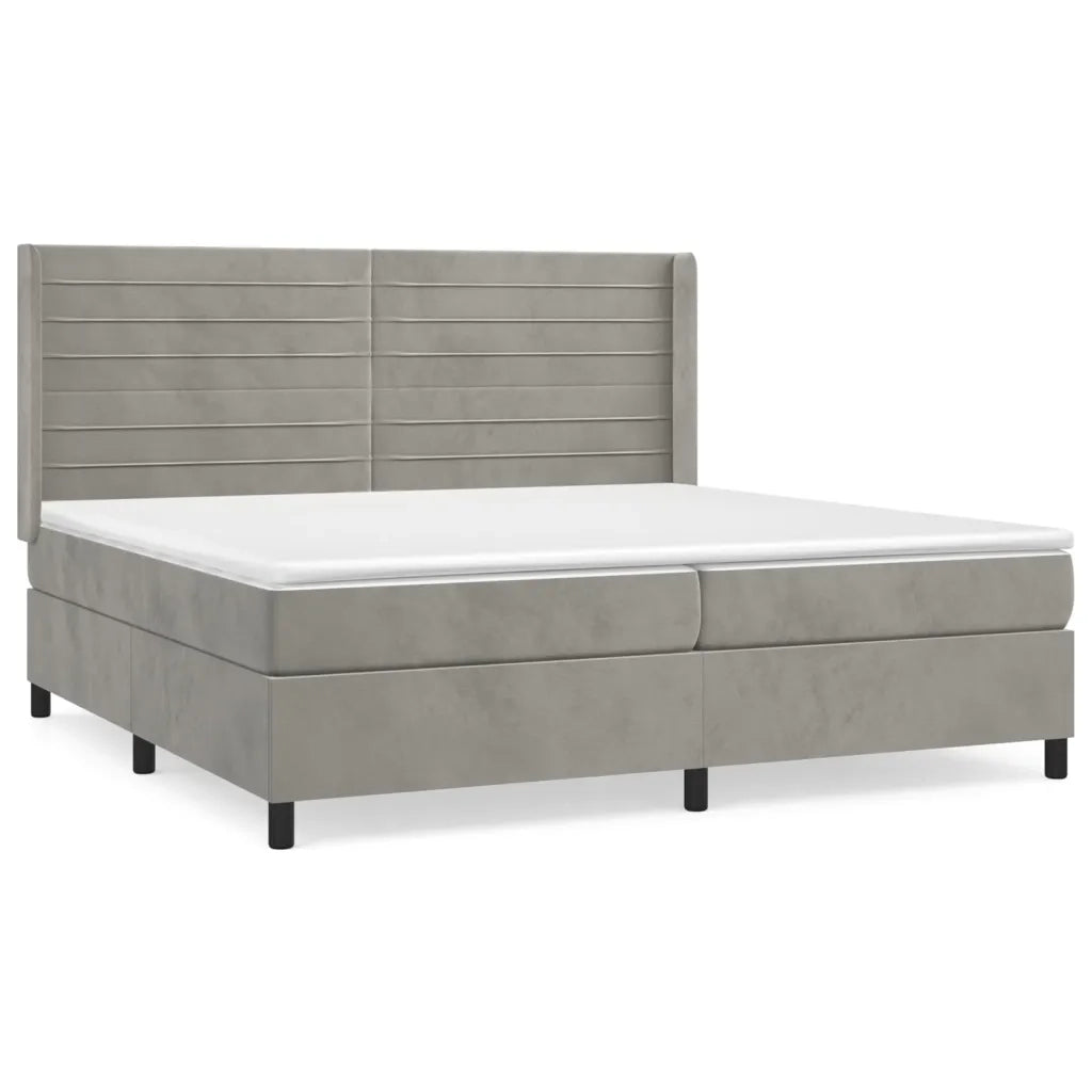 Giroletto a Molle con Materasso Grigio Chiaro 200x200cm Velluto 3132759