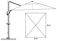 Ombrellone da Giardino Decentrato 3x2m in Alluminio e Poliestere Verso Ecrù