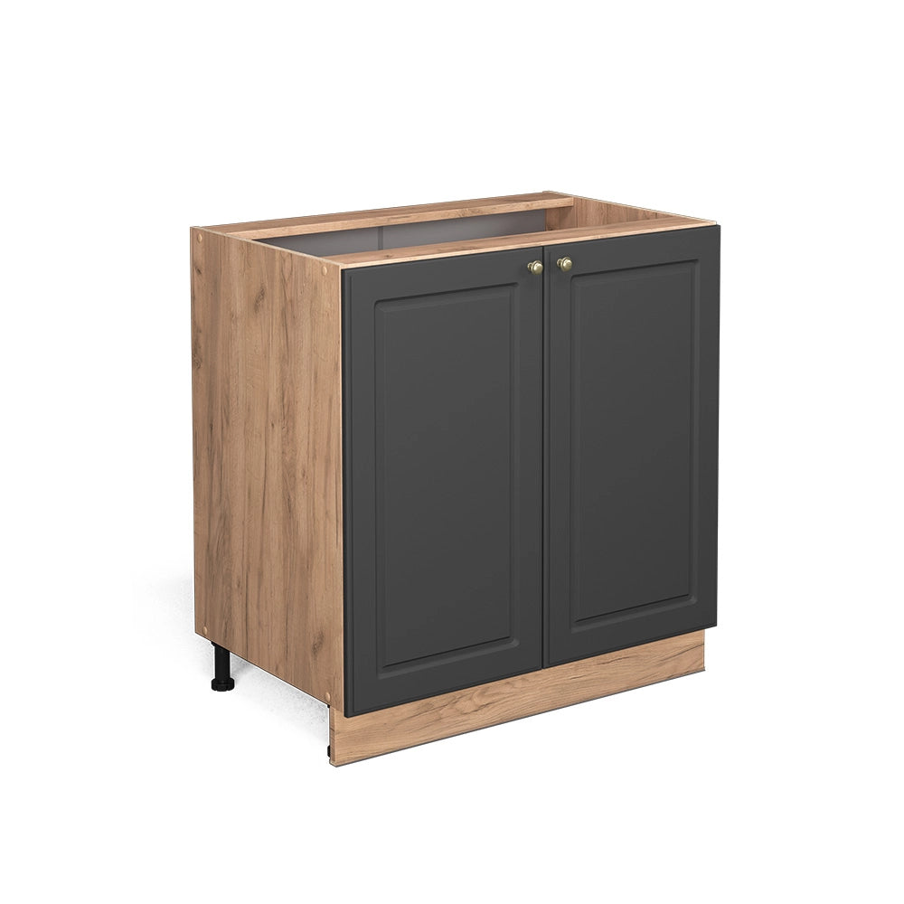 Mobiletto base cucina Fame-Line Antracite-oro/Rovere dorato 80 cm con ripiano, senza piano di lavoro Vicco
