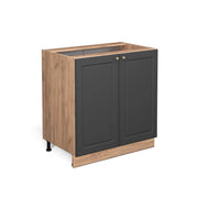 Mobiletto base cucina Fame-Line Antracite-oro/Rovere dorato 80 cm con ripiano, senza piano di lavoro Vicco