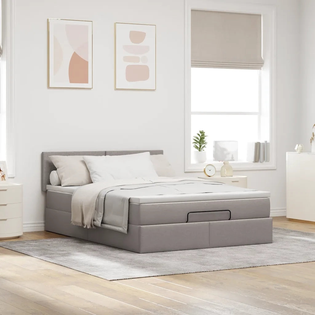 vidaXL Pouf Letto con Materasso Tortora 140x190 cm in Tessuto