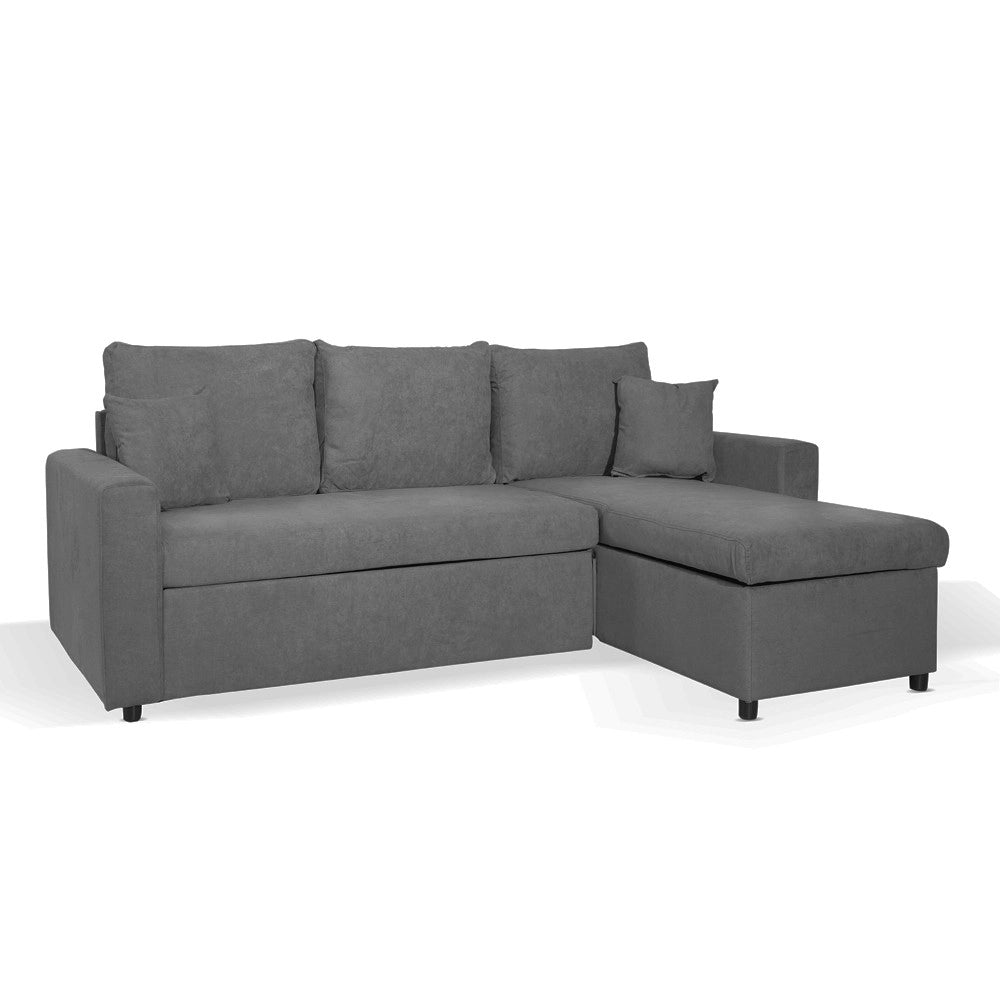 Divano con penisola reversibile funzione letto Golf tessuto grigio scuro 225x148x91H