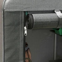 Capanno Attrezzi anti UV con Ingresso a Zip, in Acciaio Zincato e Tessuto PE,120x179x165 cm, Grigio Scuro