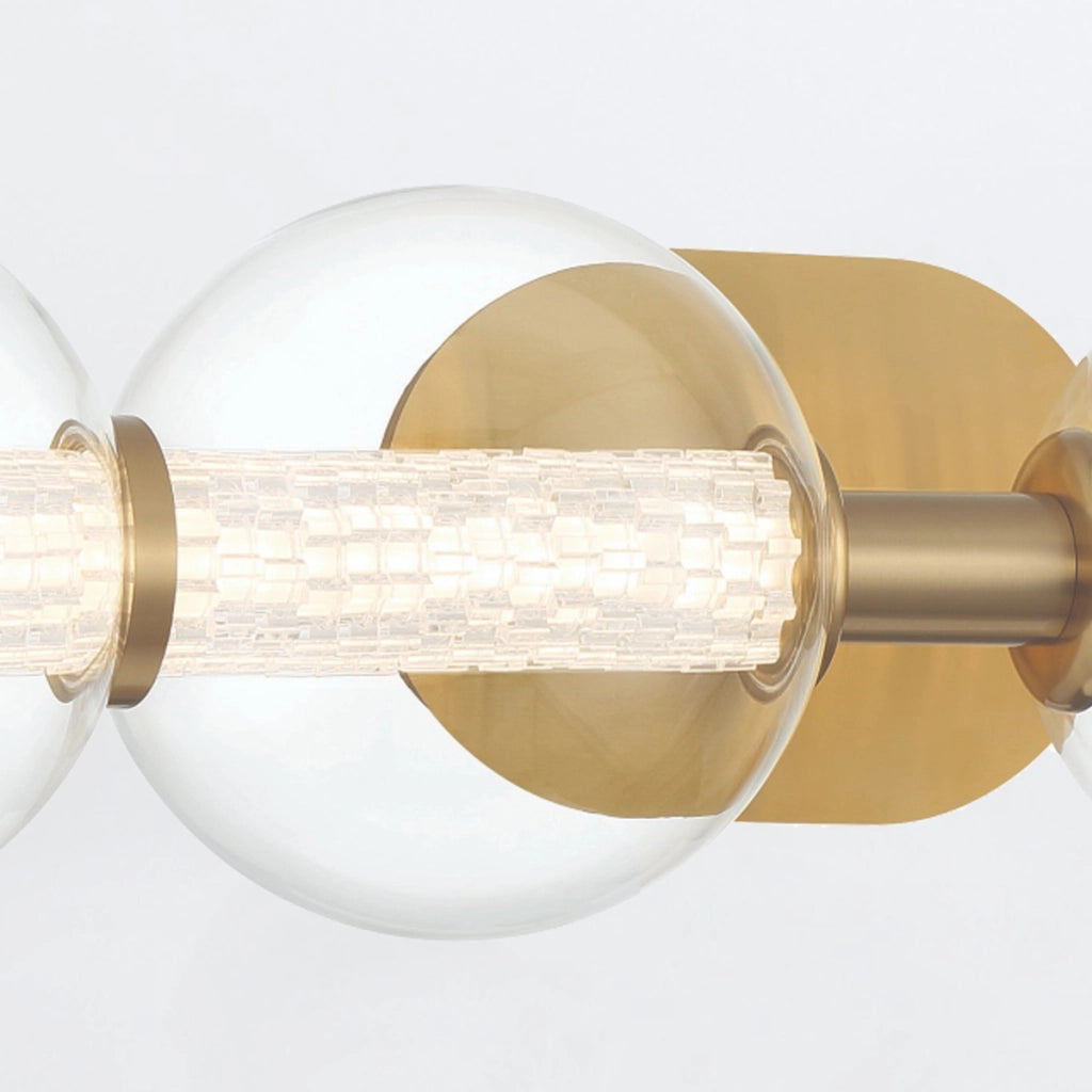 Applique bagno ATOMO oro 4 sfere vetro LED 18,5W Quintiesse