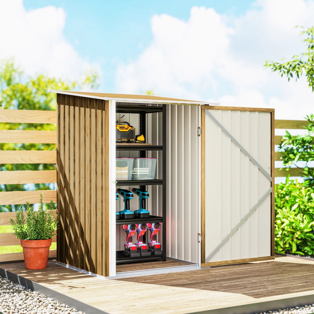 Casetta Giardino Attrezzi in Acciaio ¨C Zephmum ¨C Marrone Chiaro 100x104x160 cm