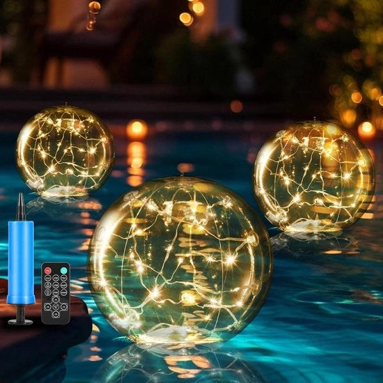 Illuminazione per piscine alimentata da energia solare - Diametro fino a 37 cm - Decorazione per laghetto esterno IP68 - Illuminazione a LED per laghetto 2 pezzi caldo bianco - Illuminazione acquatica resistente all'acqua