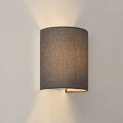 Lampada da parete semicircolare applique da interno attacco E27 paralume in lino 20 cm grigio 03_0002530