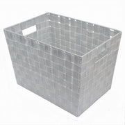 Trade Shop - Porta Oggetti Cesto Tessuto Intrecciato 38x26x25 Cm Maniglie Grigio Chiaro 79036 -