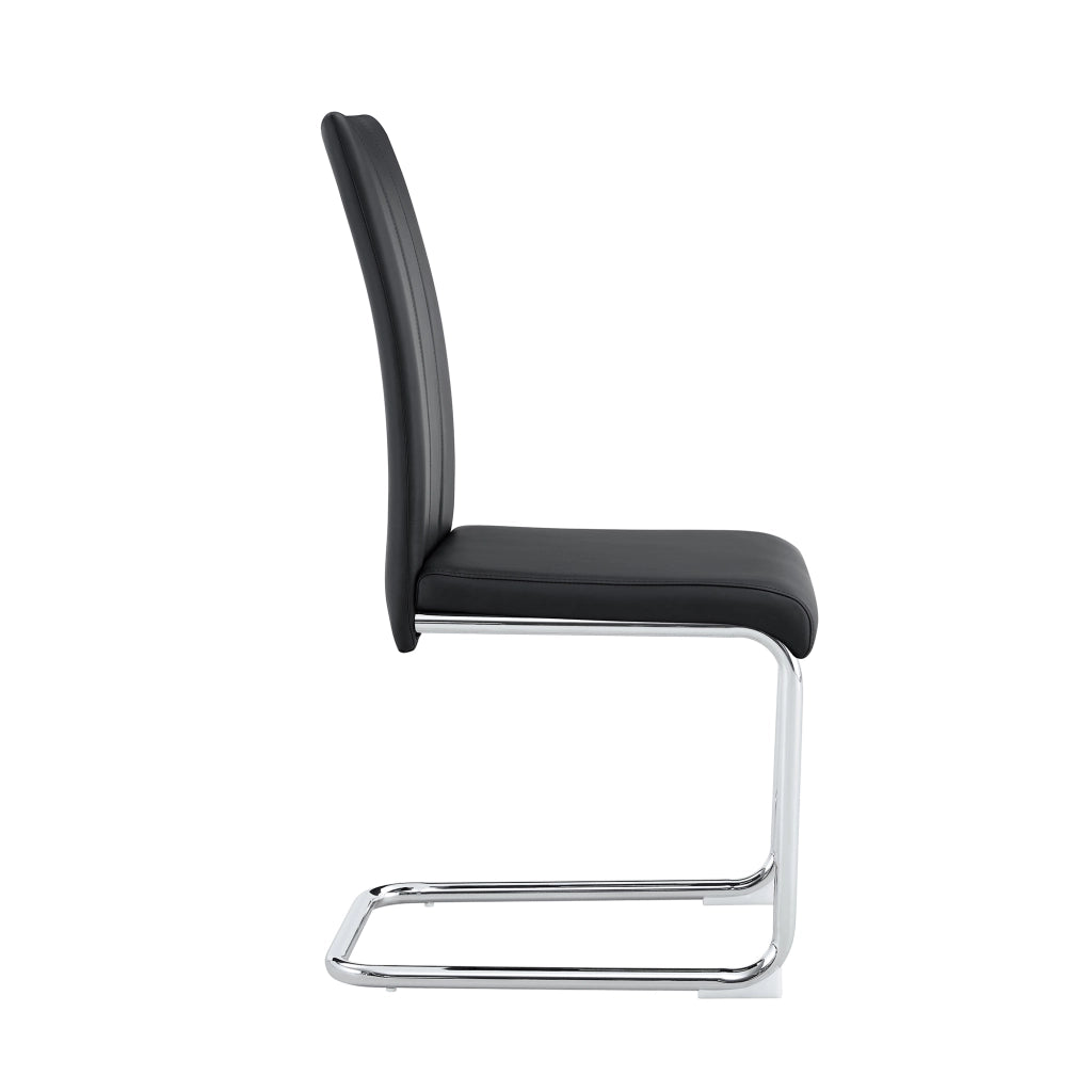 Sedia da Pranzo Moderna ¨C MINIMAL ¨C Nero, Similpelle, Gambe in Metallo