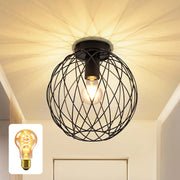 ZMH Lampada da soffitto vintage nera 25cm griglia gabbia per interni