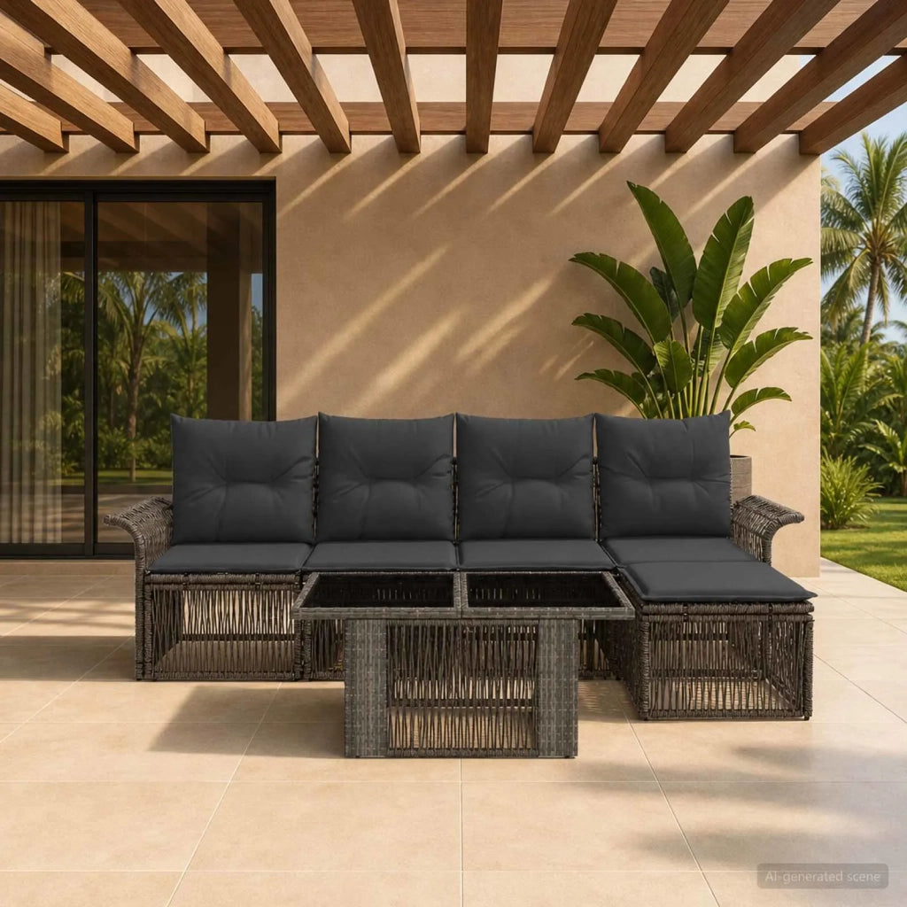 Set Divano da Giardino 6 pz Grigio e Grigio Scuro polyrattan 3436631