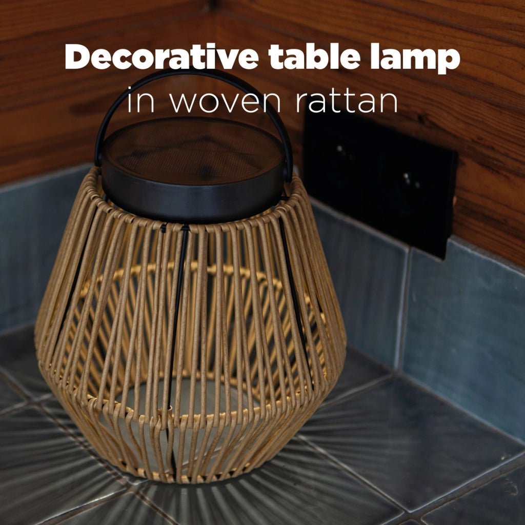 Lampada da tavolo solare LED 2,8W rattan Coppa Lutec