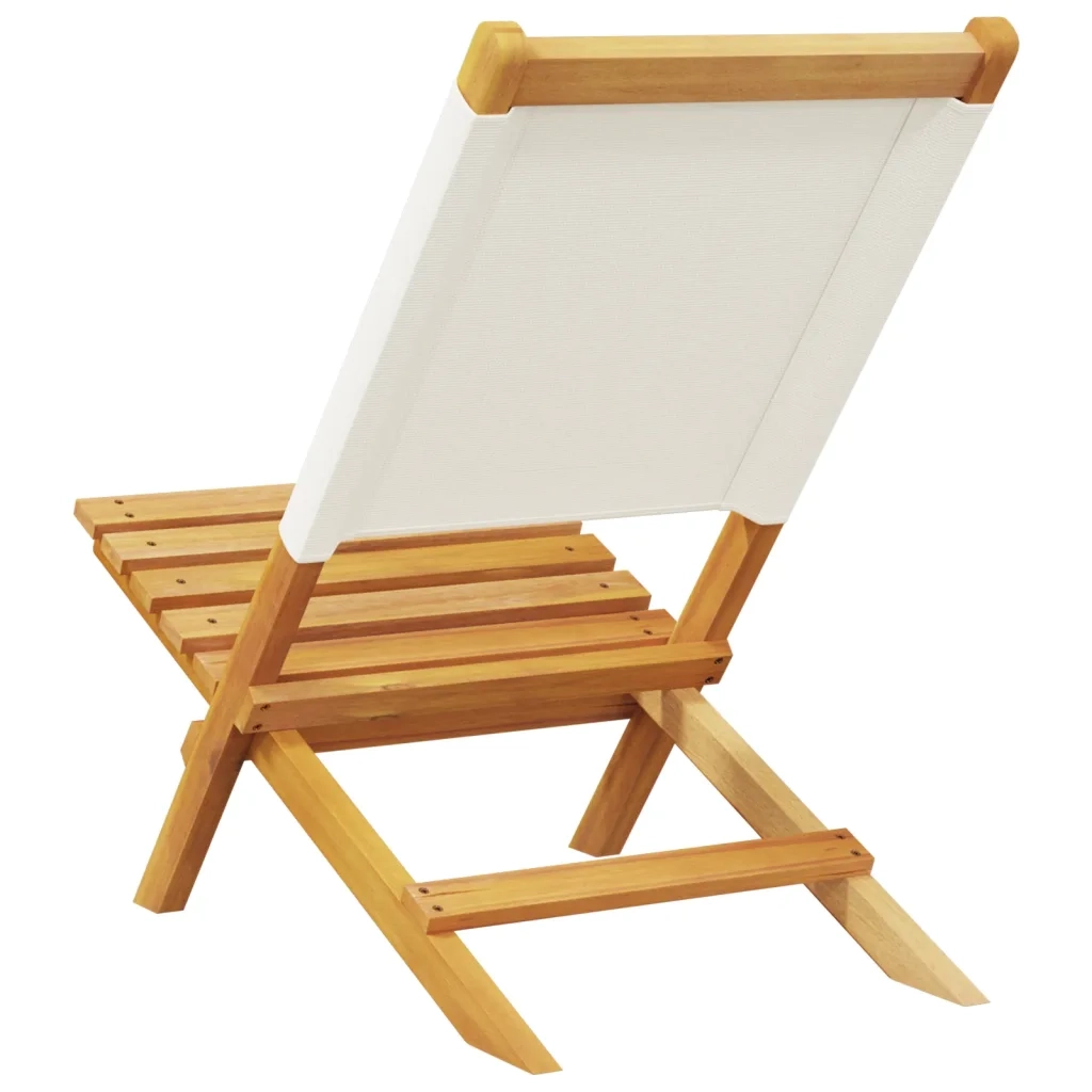 Sedie da Giardino Pieghevoli 4pz Bianco Crema Tessuto e Legno 3214637