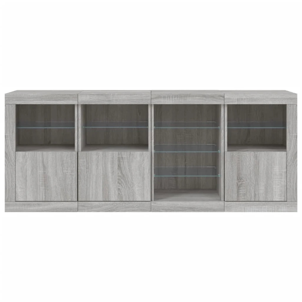 Buffet credenza cassettiera armadio mobile contenitore organizer per cucina soggiorno salotto con luci LED Sonoma 164 x 37 x 67 cm grigio 02_0030060