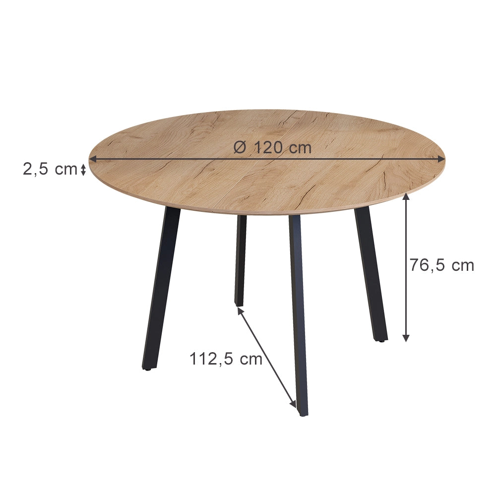 Vicco tavolo da pranzo Nero 120 x 120 cm