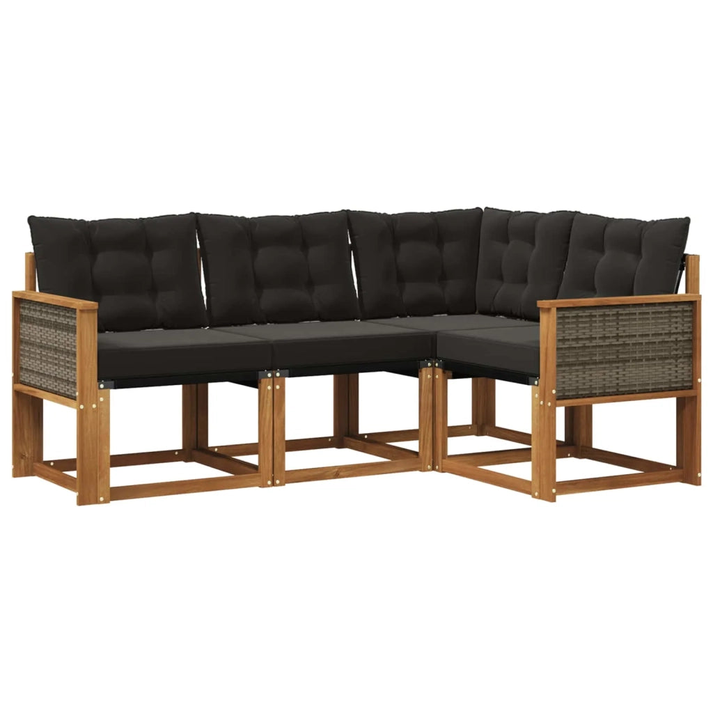 Set di divani da esterno 4 pz Naturale e Nero 3381916