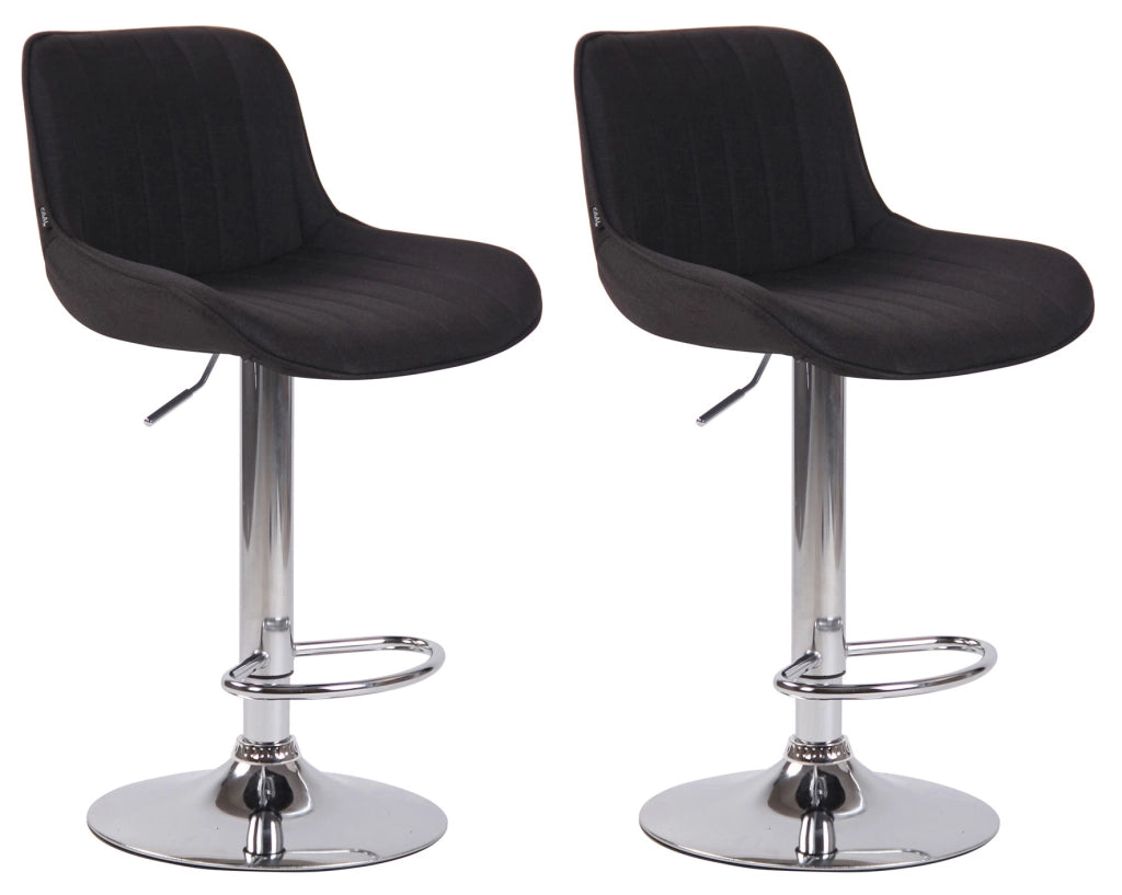 Set di 2 sgabelli da bar Lentini in tessuto nero,cromo