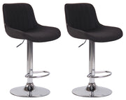 Set di 2 sgabelli da bar Lentini in tessuto nero,cromo