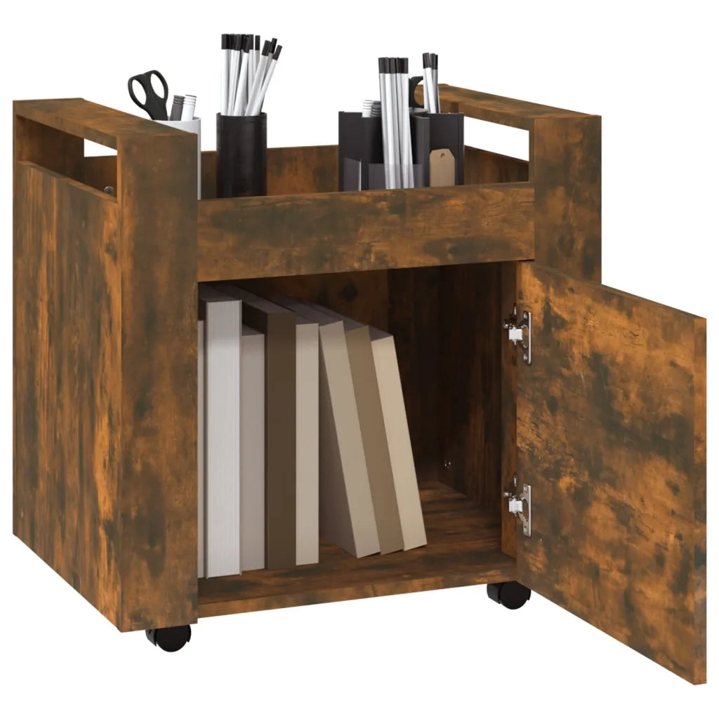 Carrello Scrivania rovere fumo 60x45x60 cm Legno Multistrato 816613