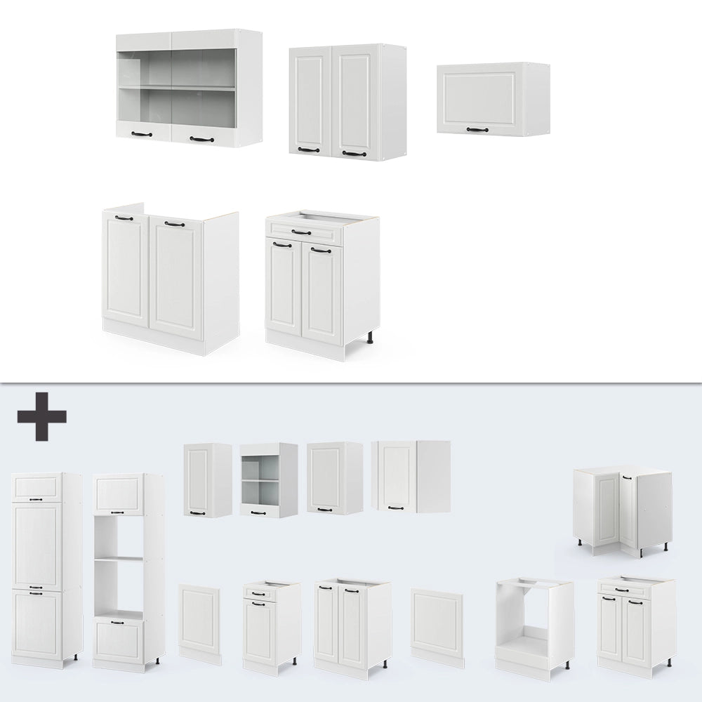 Vicco Cucina componibile Casa di campagna bianca/bianco 200 cm , PL Rovere