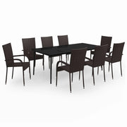 Set da pranzo da giardino da 9 pezzi mobili marroni e neri 02_0014107