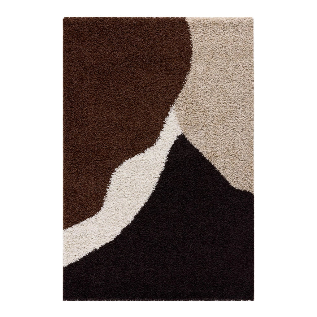 Tappeto da interno shaggy motivi geometrici beige, marrone, nero