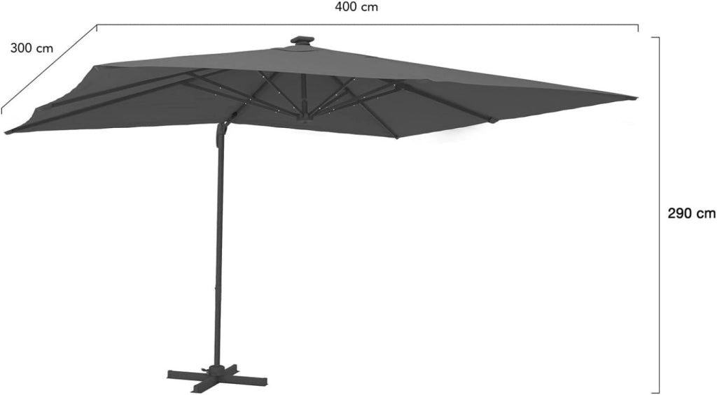 Calvi LED Grigio 3x4 M Parasole inclinabile a 360° con Copertura