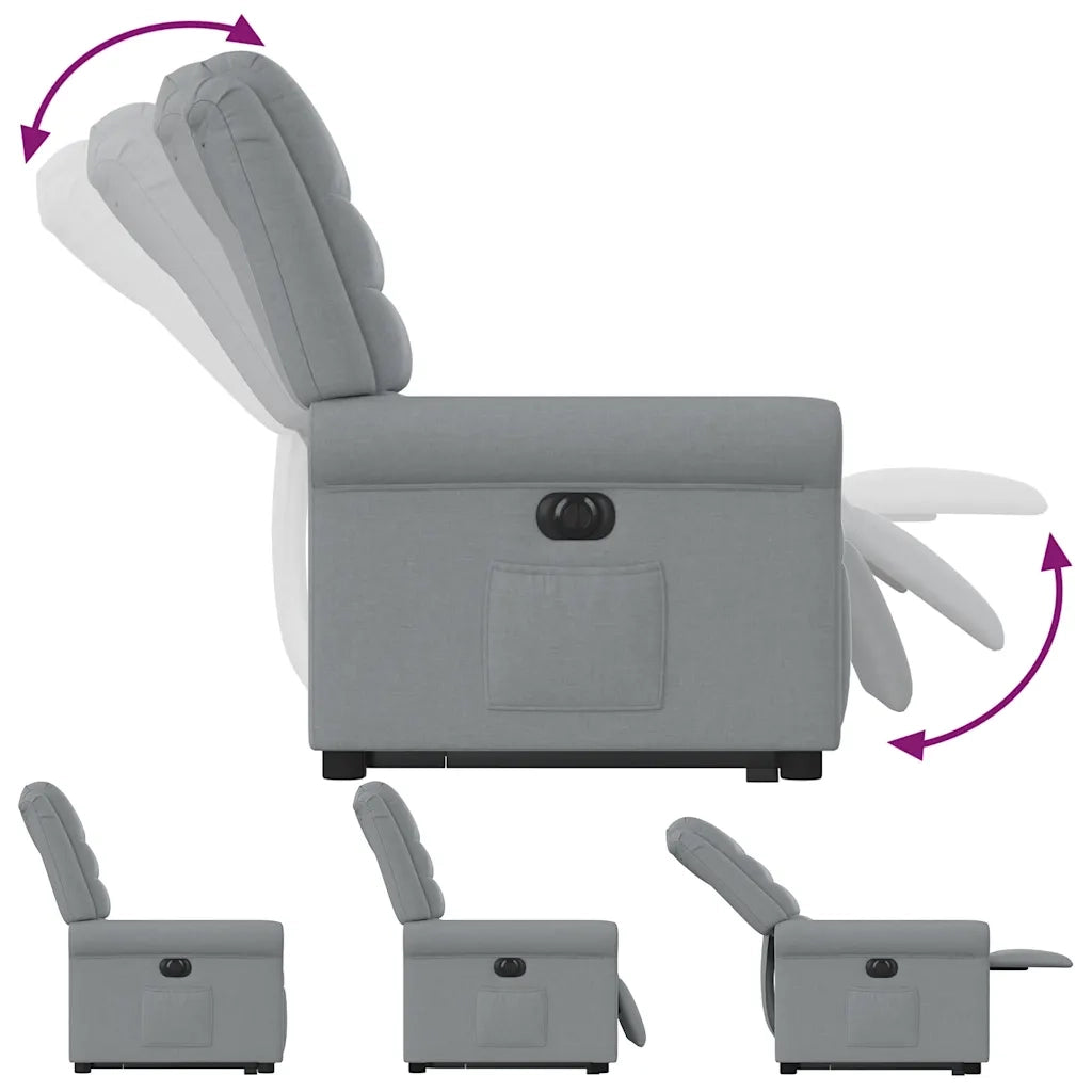 vidaXL Poltrona Reclinante Alzapersona Elettrica Grigio Chiaro Tessuto