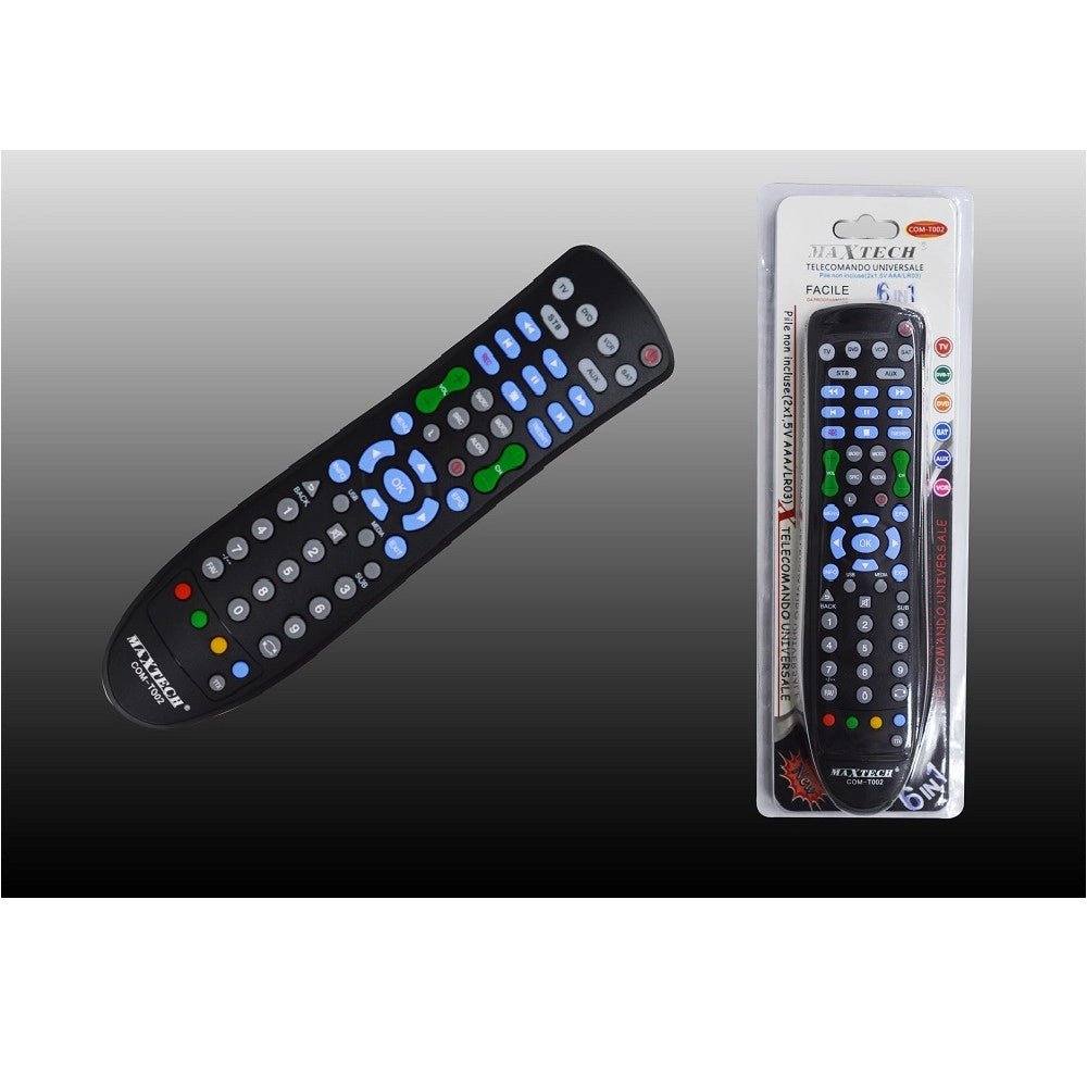 Trade Shop - Telecomando Universale Programmabile 6in1 Per Tutte Le Tv Dvb-t Dvd Sat Aux Vcr -