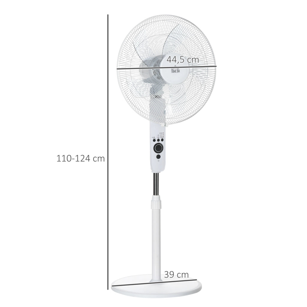 Ventilatore da terra regolabile in altezza telecomando 3 velocit¨¤ ¨C zephmum ¨C Bianco, Metallo, ?44.5xH110-124 cm