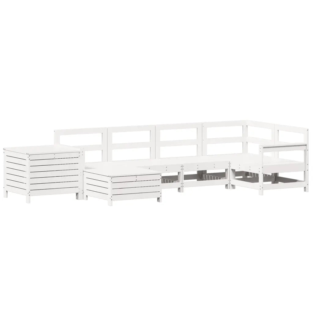 Set Divani da Giardino 7 pz Bianco in Legno Massello di Pinocod mxl 93002